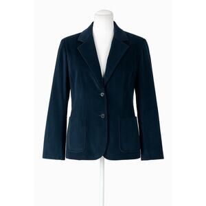 90’s VTG Leslie Faye Navy Blue Velvet Blazer Women’s SZ 8 Medium RETRO MOD